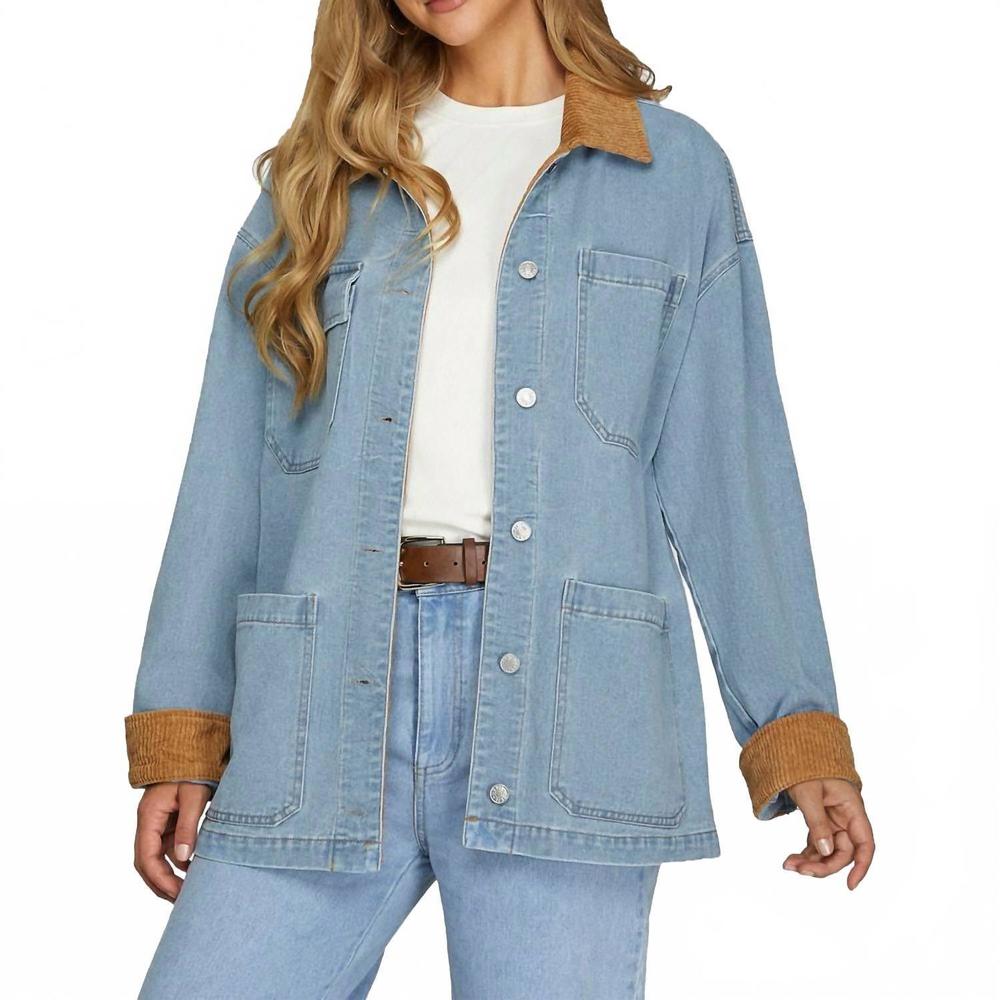 NEW SHE + SKY barn coat in denim blue